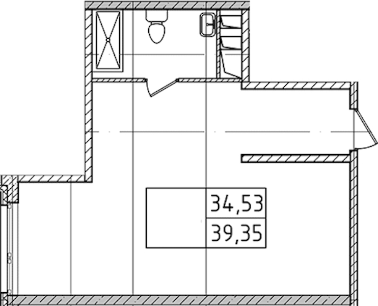 Квартира студия 39.35 м², 14/14 эт., Комплекс апартаментов «Ladozhsky Avenir»